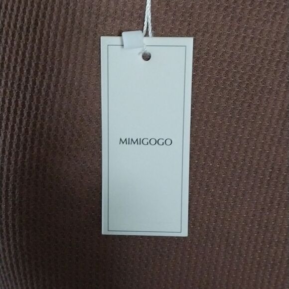 NWT MIMIGOGO  Brown  Long Sleeve Wrap Waffle  Knit TopButton       Size S - Picture 12 of 13
